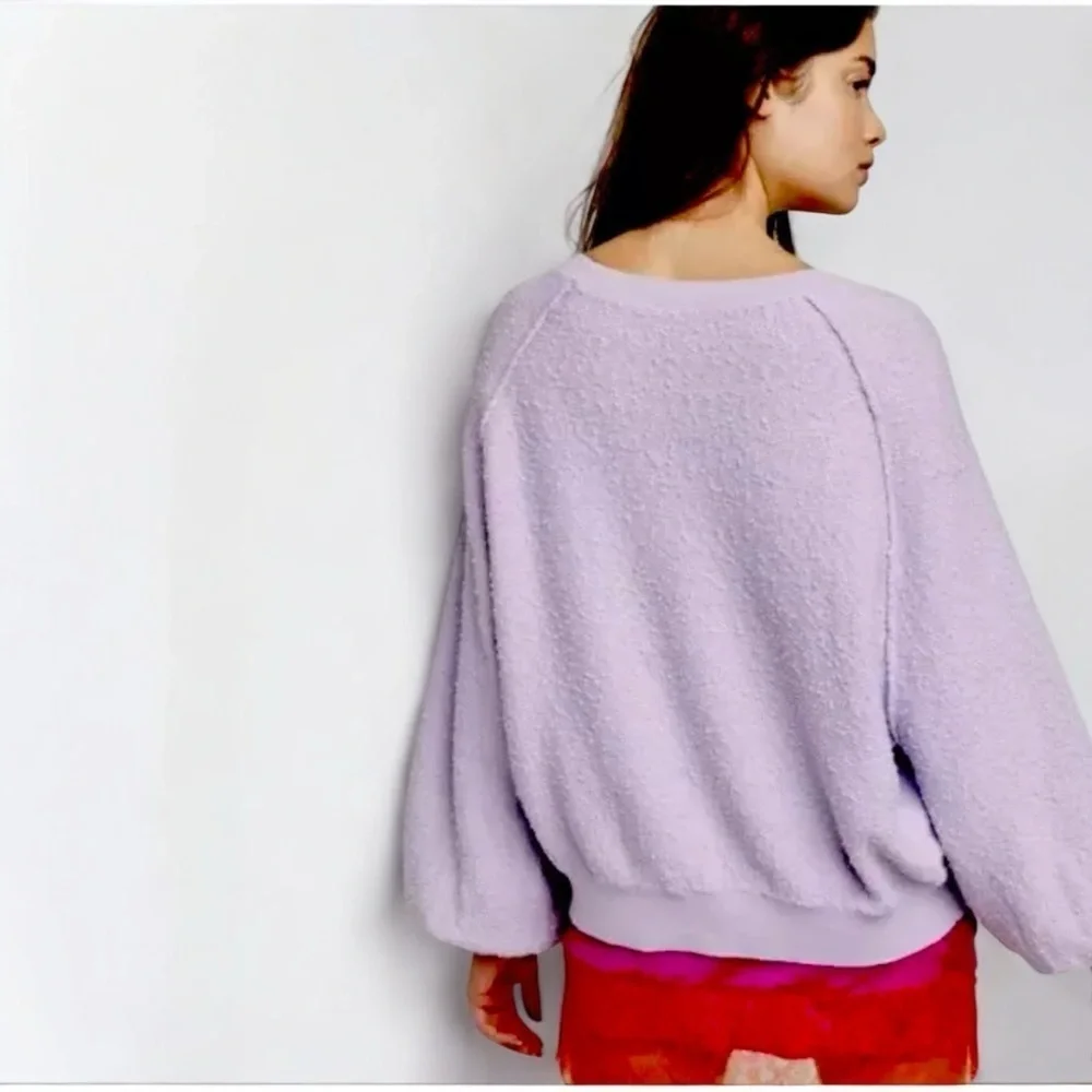 🌻Free People Found My Friend Purple Textured Knit Sweatshirt Women’s Size XS/S